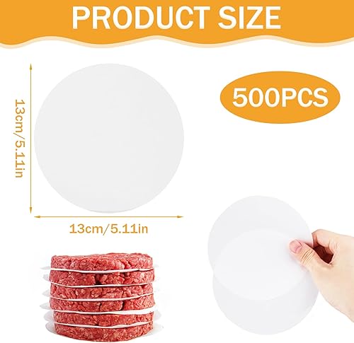 Lotbun 500 Pièces Disques à Burger,Papier Cuisson Rond, Papier Steak Haché,Papier Cuisson, Papier AntiadhéSif,Pour Presse Burger,Galettes Hamburger (13CM) - Nail Gallerys