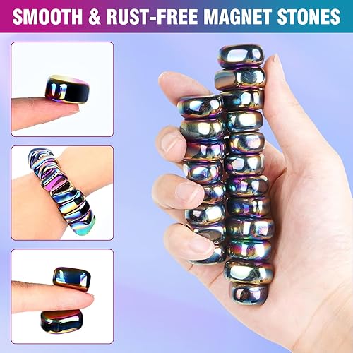 Kezidhp Jeu Magnétique Éducatif 30 Aimants en Hématite Naturelle Forts + Pièces Colorées Irrégulières & Sac - Cadeau Créatif Enfants Adultes - Science, Décoration, Bureau, Réunions, Sensoriel - Nail Gallerys