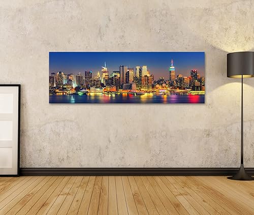 islandburner Tableau sur toile Vue de Manhattan la nuit New York USA Cadre Affiche Poster Murale Tableaux - Nail Gallerys