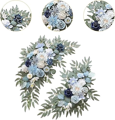 Jiuvaso 2 Compositions Florales pour Arche de Mariage avec Verdure pour L'organisation de L'événement, Violet Blanc - Nail Gallerys