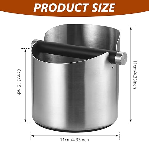 Récipient à taper pour porte-filtre - En acier inoxydable - Pour porte-filtre à expresso - 11 cm - Avec barre amortissante et amovible - Accessoire Barista - Nail Gallerys