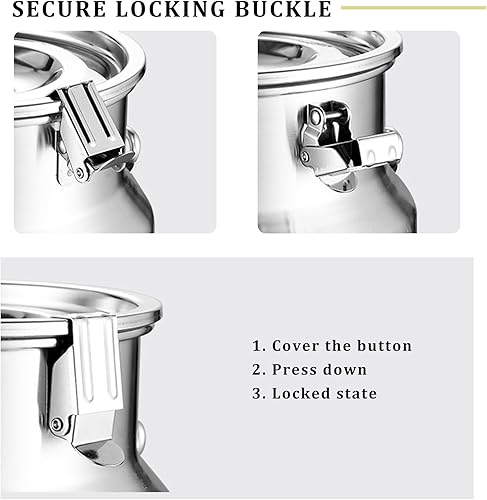 KELUNIS Pot De Lait en Acier Inoxydable 304 Couvercle et Robinet D'éTanchéIté pour RéServoir d'eau Seau à Vin Heavy Duty pour l'huile De Vin Laiteux(5/10L,1.3/2.6gal),10L - Nail Gallerys