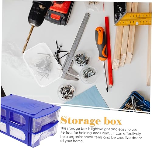 NUOBESTY 2 Pièces conteneur d'articles ménagers composant empilable Poubelle tiroirs conteneur de Stockage Plastique PP Blue - Nail Gallerys