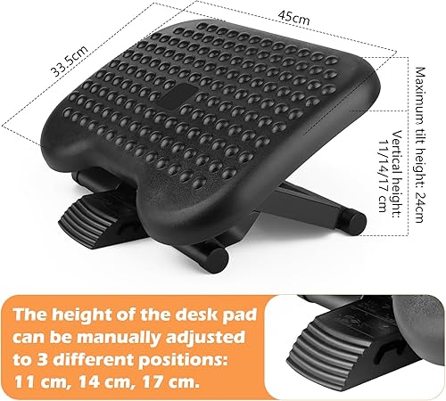 QOUBNIC Repose-Pieds de Bureau, Repose Pied 3 Hauteurs Réglables & Inclinaison de -30 à +30 Degrés, Repose Pied Bureau pour la Maison le Bureau et Les Voyages - Nail Gallerys