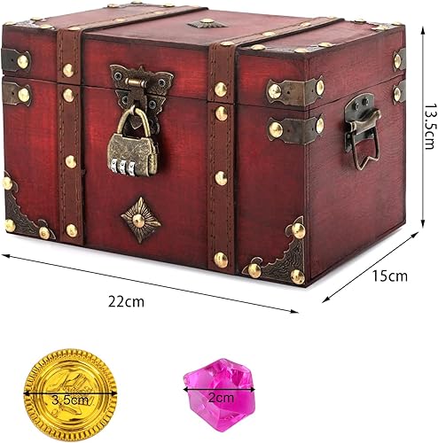 Coffre Au Tresor Enfant Avec Cadenas Pirate Mini Coffre-Fort En Bois Avec Serrure à Combinaison - Nail Gallerys