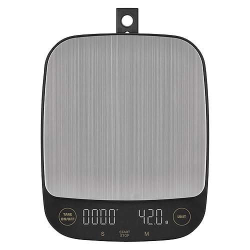 EMOS - Balance à café numérique en acier inoxydable - Balance de cuisine pour barista - Poids maximal de 3 kg - Précision 0,1 g - Fonction tare - Minuterie - Affichage LED - g, lb, oz - Crochet de - Nail Gallerys
