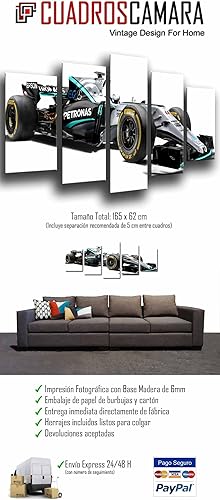 Tableau Moderne Photographique, Impression sur bois, Mercedes Formule 1 voiture, Hamilton, Bottas 2017, 165 x 62 cm, ref. 26562 - Nail Gallerys