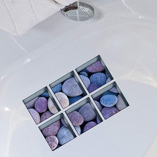 VOSAREA 6 Pcs 3D Autocollants De Baignoire Antidérapant Imperméable Amovible Amovible Décalques de Cobblestone Stickers Muraux pour Salle De Bains Toilette - Nail Gallerys
