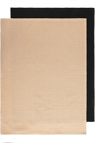 HOMLA FEMELO Set de torchons de cuisine beige et noir 2 x 50 x 70 cm - Nail Gallerys