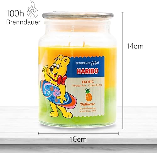 Haribo Bougie parfumée en verre avec couvercle Happy Berry - Bougie parfumée fruité - Longue durée de combustion (100 h) - 2 couches dans un verre - Grande bougie (510 g) - Nail Gallerys
