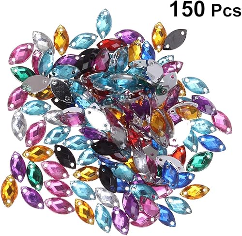 Supvox 150pcs strass à coudre strass cristal dos plat classique oeil de cheval pour vêtements de bricolage couture artisanale (couleurs mélangées) - Nail Gallerys