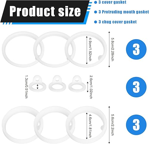 9pcs (3 Ensembles) Joints de Bouteille d'eau en Silicone pour Thermoflask Bouteilles, Pièces de Rechange Accessoires pour Thermoflask 40oz Couvercle en Paille, Bec Verseur Chug, Couvercle Chug - Nail Gallerys