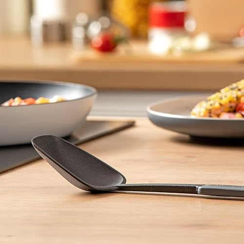Fackelmann Cuillère de service 2K résistante à la chaleur, passe au lave-vaisselle, poignée ergonomique, conçue en Allemagne, gris, 295 x 70 x 50 mm, à suspendre - Nail Gallerys