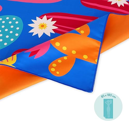 Legami - Serviette de Plage en Microfibre, Anti-Sable, séchage Rapide, Ultra absorbante, Serviette de Plage compacte, Serviette de Plage, 85 x 180 cm, Cactus, Bleu - Nail Gallerys