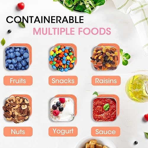 Remingtape Lot de 4 boîtes à goûter en acier inoxydable pour enfants, anti-fuite, en métal, mini boîtes à lunch empilables (6 onces), durables - Nail Gallerys