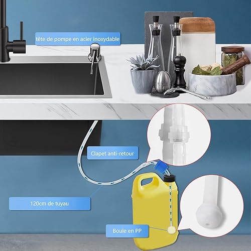 SkyJoy®Distributeur Savon encastrable.Distributeur de Savon de Cuisine en Acier Inoxydable, Distributeur de Savon pour évier. Distributeur de Savon encastré avec écrou.Noir - Nail Gallerys