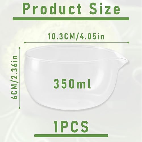 Bol à sauce, 350 ml, en verre, avec bec verseur, bol à matcha avec bec verseur, bol à matcha, bol de service, bol à matcha pour la cuisine à la maison, transparent - Nail Gallerys