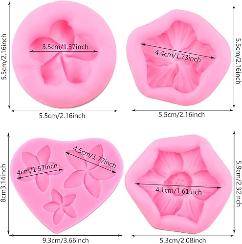 RFGHAC Lot de 4 moules en silicone en forme de fleur de frangipanier pour décoration de gâteaux, bonbons, chocolat, pâte à sucre - Nail Gallerys