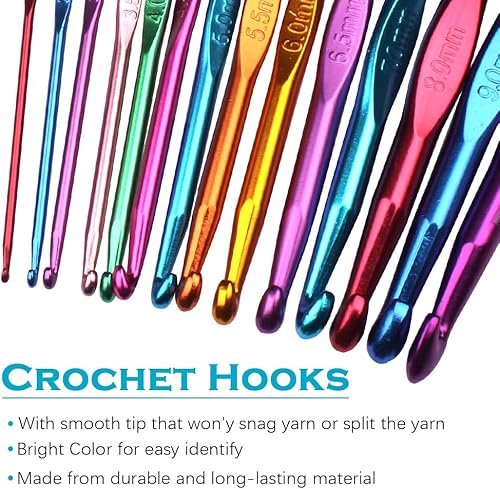 Ensemble De Crochets en Aluminium Tricot Outils Multicolore Aiguilles à Crochet avec Des Aiguilles Émoussées et Des Marqueurs De Point - Nail Gallerys