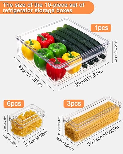 heuchaey Boîte de rangement pour réfrigérateur,lot de 10,organisateur de cuisine empilable,organisateur de réfrigérateur.Convient pour le réfrigérateur,la cuisine,le tri au bureau,sans BPA - Nail Gallerys