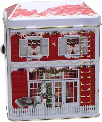 Boîte métallique en forme de maison de Noël - 12 x 15 cm - Qualité alimentaire - édition de Noël, avec recette PH24 - Nail Gallerys