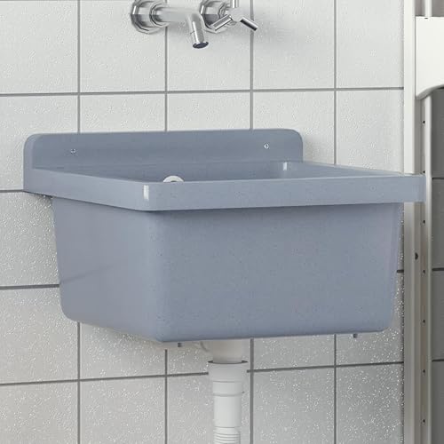 vidaXL Lavabo pour montage murale blanc 40x40x24 cm résine, lavabo utilitaire, lavabo de salle de bain, lavabo de bain, lavabos utilitaires - Nail Gallerys