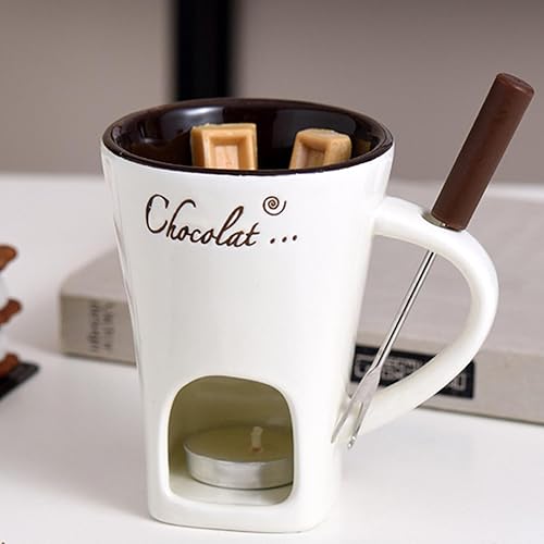 Kaxenig Tasses À Fondue Au Chocolat, Céramique Service À Fondue Au Chocolat, Fondoir pour Chocolat Et Fromage, avec Photophore Et Fourchettes, pour Fromage Et Caramel - Nail Gallerys
