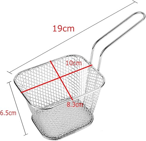 JZK Lot de 4 paniers à frites en acier inoxydable pour servir avec poignée - Panier à friture pour crevettes, oignons - Nail Gallerys