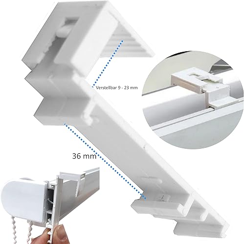 Brillant® Lot de 2 supports de serrage pour store enrouleur Klemmfix sans perçage - Fixation sans perçage pour fenêtre pivotante à bascule - Blanc - À coller ou à pincer - Convient pour stores de 35 à - Nail Gallerys