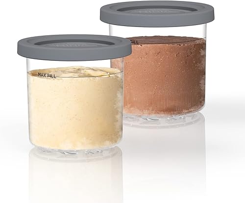 Ninja Dessert Tubs - Pack of 2 [4437KU300EUUK] Official Accessory Compatible with Ninja Ice Cream Maker NC300UK, Grey/Clear - Nail Gallerys