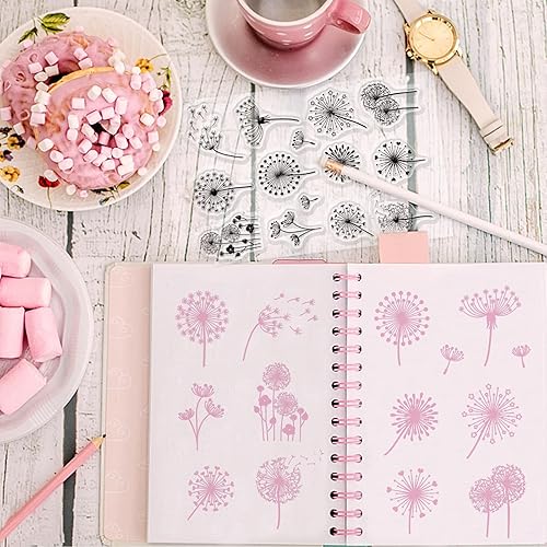 GLOBLELAND Belle fleur de pissenlit tampons transparents pour bricolage scrapbooking décor bouquet plante tampons en silicone transparent pour faire des cartes album photo décor - Nail Gallerys