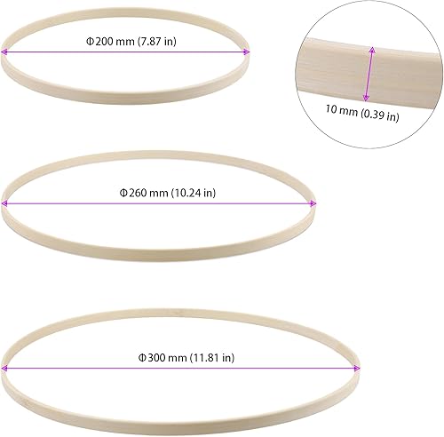 JIEHIN Lot de 30 anneaux en bois pour travaux manuels, 30 cm, 26 cm, 20 cm - Anneaux en bois de macramé - Pour travaux manuels, attrape-rêves, mariage, couronne de fleurs, bricolage - Nail Gallerys