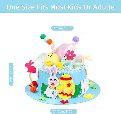 SULOLI DIY Chapeau de Pâques - Ensemble de Décoration de Chapeaux pour Enfants, Chapeau Melon de Pâques pour Garçons et Filles - Enfant Bricolage Amusant（Rose） - Nail Gallerys