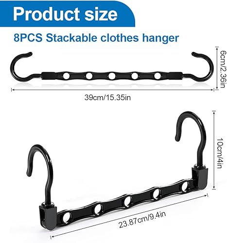 DDKY 8 Pièces Cintre Gain de Place,cintres Gain de Place,Cintres Magiques, Gain de Place Crochet,Cintre Multifonctionnel Vertical & Horizontal,Organiseur Penderie t Pivotant à 360° - Nail Gallerys