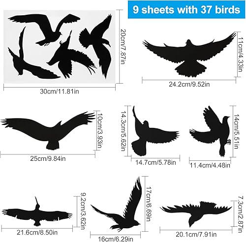 37 Pcs Autocollants Anti-collision Oiseaux, Réutilisable Autocollant Statique Motif Oiseau, pour Empêchement d’Impact d'Oiseau et Gens sur Verre Fenêtre (Blanc) - Nail Gallerys