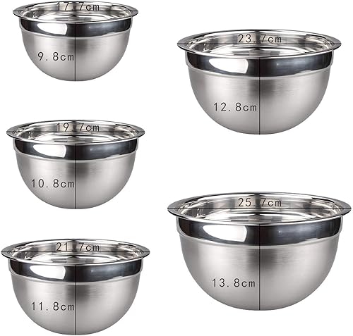 TUXWANG Bol en INOX Ensemble de Bols 5 à la Salade avec Couvercle et mesures graduées, empilable pour Un Stockage Minimal - Nail Gallerys