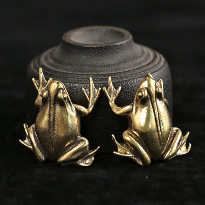 ABOOFAN Ornement De Table en Laiton Feng Shui Grenouille Statue Grenouille Dorée Décor pour Grenouille en Laiton - Nail Gallerys