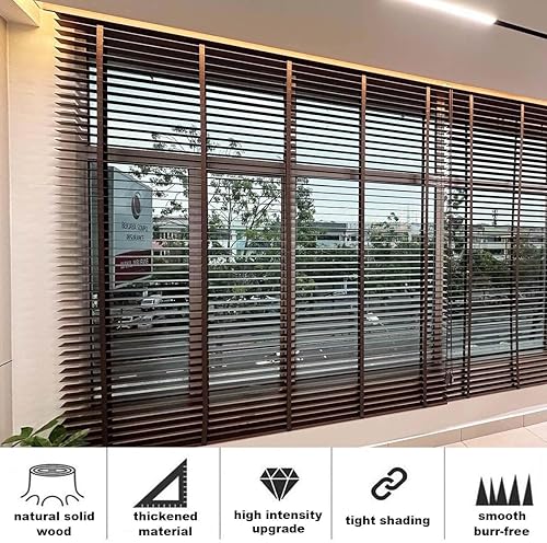 Stores vénitiens Intérieurs en Bois, 45/60/75/80/90/105/115 cm, Stores horizontaux, Store Occultant Rideaux D'intimité, pour intérieur/extérieur(Noir) - Nail Gallerys