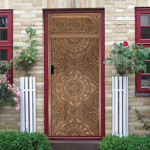 Stickers Porte Mandala Imprimé Marron Autocollants de Décoration pour Porte PVC Stickers Porte Placard Amovible Poster pour Porte Imperméable Poster Porte Auto Adhésif Autocollant Porte 77x200cm - Nail Gallerys