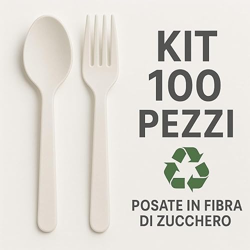 100 couverts en fibre de sucre 100 pièces en kit 50 fourchettes + 50 couteaux ou 50 fourchettes + 50 cuillères (50 cuillères + 50 fourchettes) - Nail Gallerys