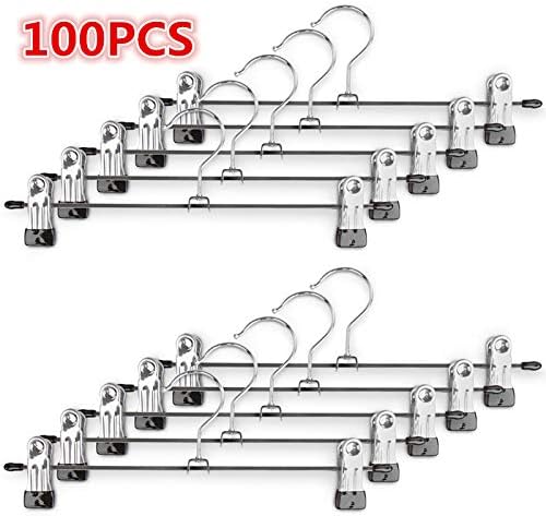 Cintre Pantalon, 100 Cintres à Pinces en Métal, Cintres-Pinces avec Antidérapante Clips, Gain de Place, Cintres Porte-Jupe Crochet Pivotant à 360°, Cintres pour Pantalon Jupes Vêtements (100) - Nail Gallerys