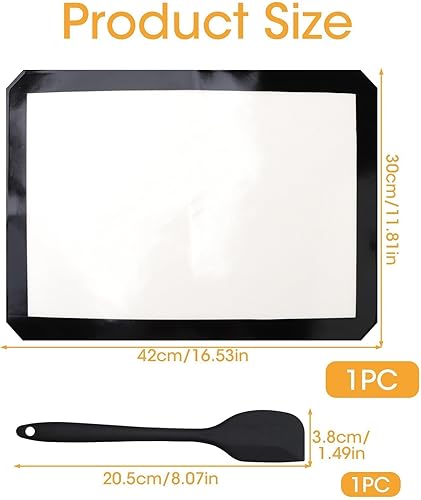 Tapis de Cuisson en Silicone, Anti-adhérent Tapis Cuisson Silicone Four avec Spatule à Pâte, Certifié sans BPA et Écologique, Feuille De Cuisson Reutilisable, 30x42cm - Nail Gallerys
