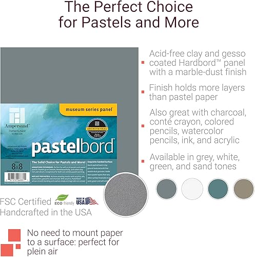 Ampersand Art Supply Museum Series Pastelbord, gris, 27,9 x 35,6 cm - Nail Gallerys