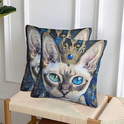 FELASBUID Sphinx Chat Housse Coussin Lot De 2 Animaux Canapé Taie d'oreiller DecoSourisif Taies d'oreiller Salon pour Chambre Famille 40x40cm - Nail Gallerys
