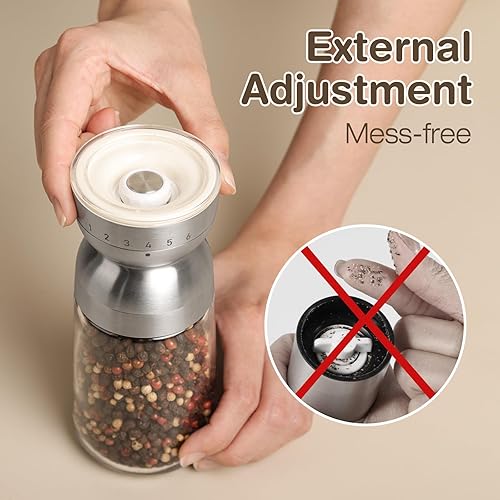 Vucchini Moulin à Sel et à Poivre avec Noyau en Céramique,Grosseur Ajustable,Beige,Moulins à épices - Nail Gallerys