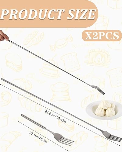 TOZBLEU 2pcs Fourchette télescopique,coupeur télescopique,manche long, extensible, en acier inoxydable, 23 à 64 cm, pour barbecue, griller, dîner, fruits, dessert - Nail Gallerys