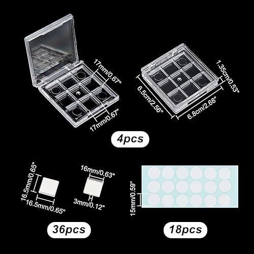 AHANDMAKER Lot de 4 palettes d'aquarelle vides en métal transparent avec couvercle pour fard à paupières, peinture acrylique et peinture à l'huile - Nail Gallerys