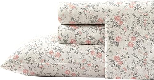 Laura Ashley Parure de lit en Flanelle de Coton, Gris Rosalie, lit jumeau - Nail Gallerys