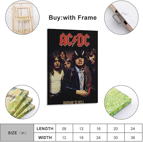 LERIAENHD ACDC Poster mural sur toile esthétique vintage pour salon, chambre à coucher, 30 x 45 cm, style sans cadre - Nail Gallerys
