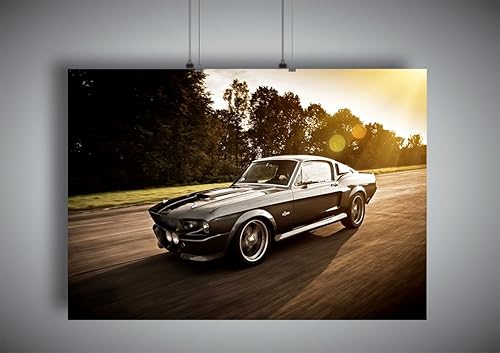 Poster Ford Mustang Shelby GT 500 Eleanor 1967 Sunset Wall Art - Nail Gallerys